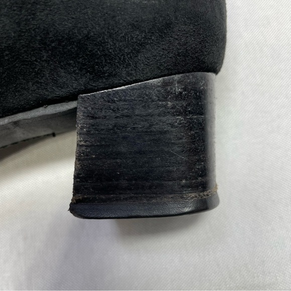 Stuart Weitzman Women’s Black Suede Shoes Size 6B Slip On Block Heel Square Toe - Picture 10 of 16